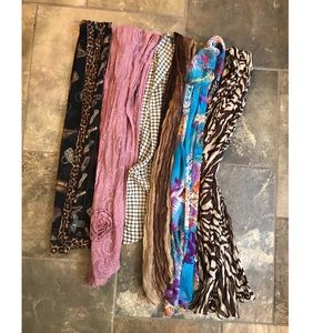 Lot of 6 scarves - lots of styles/colors